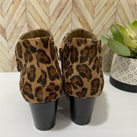 Style & Co Leopard Print Faux Suede High Heel Ankle Boots With Side Zipp Closure - Picture 8 of 13